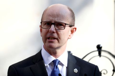 GCHQ Director Jeremy Fleming delivers a speech at the Watergate House in London, England, on February 14, 2019.