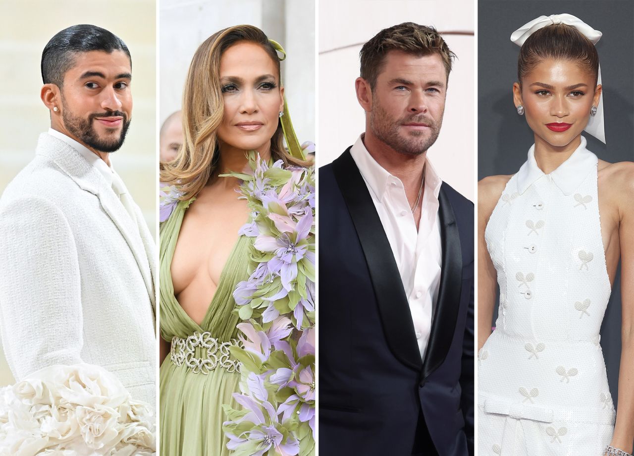 From left: Bad Bunny, Jennifer Lopez, Chris Hemsworth and Zendaya. 