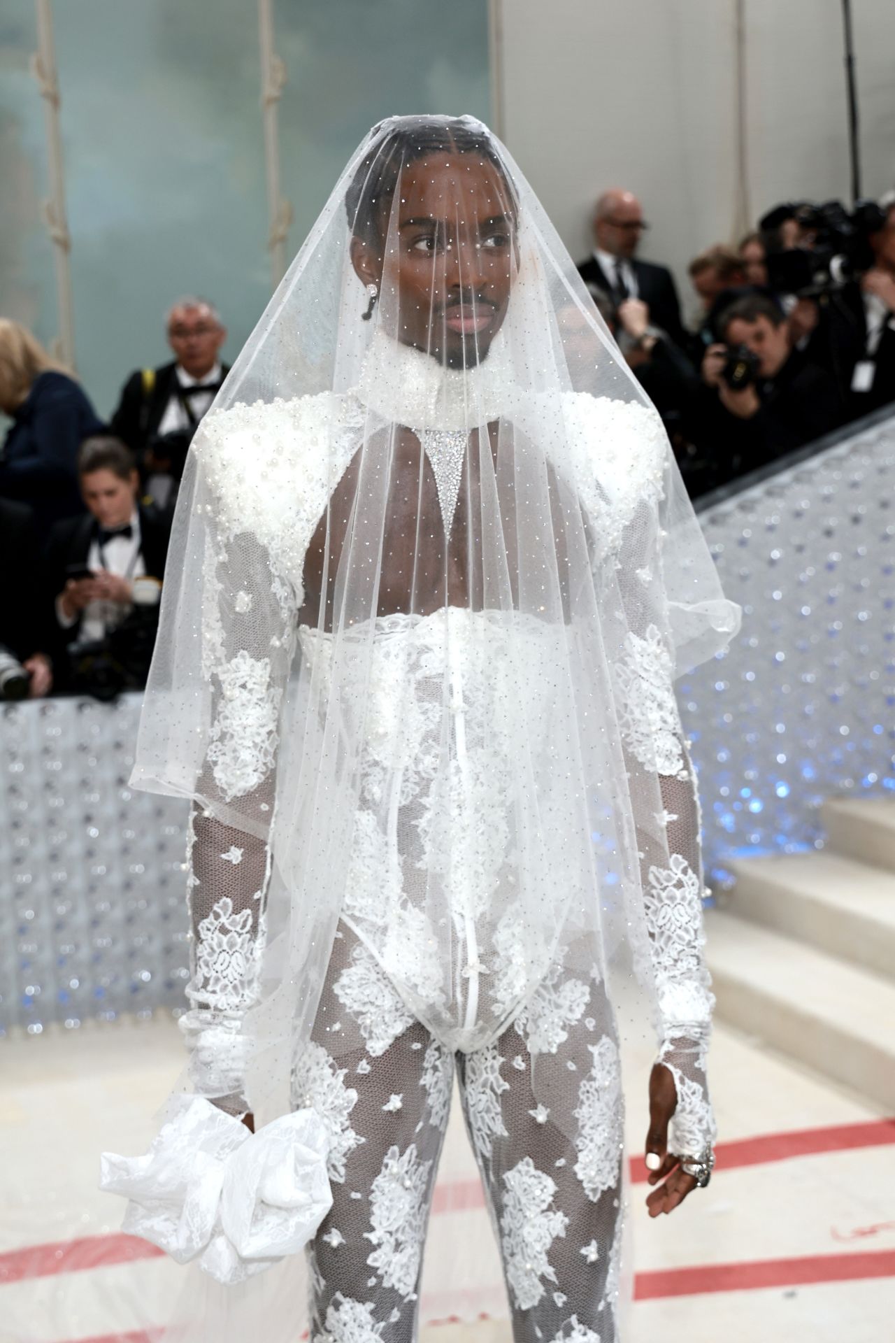 Alton Mason arrived at the Met Gala in a bride-inspired look.