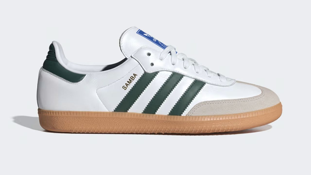 Adidas Samba OG Shoes in Cloud White/Collegiate Green