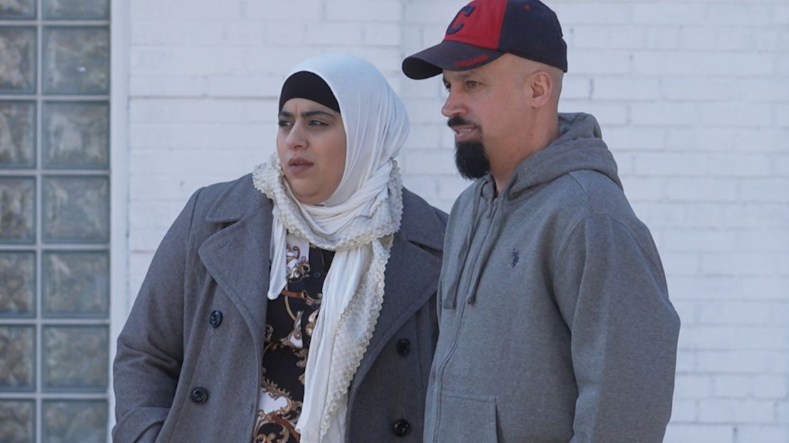 Adnan Khdour and Ranaa Farraj outside their home in Cleveland, Ohio.