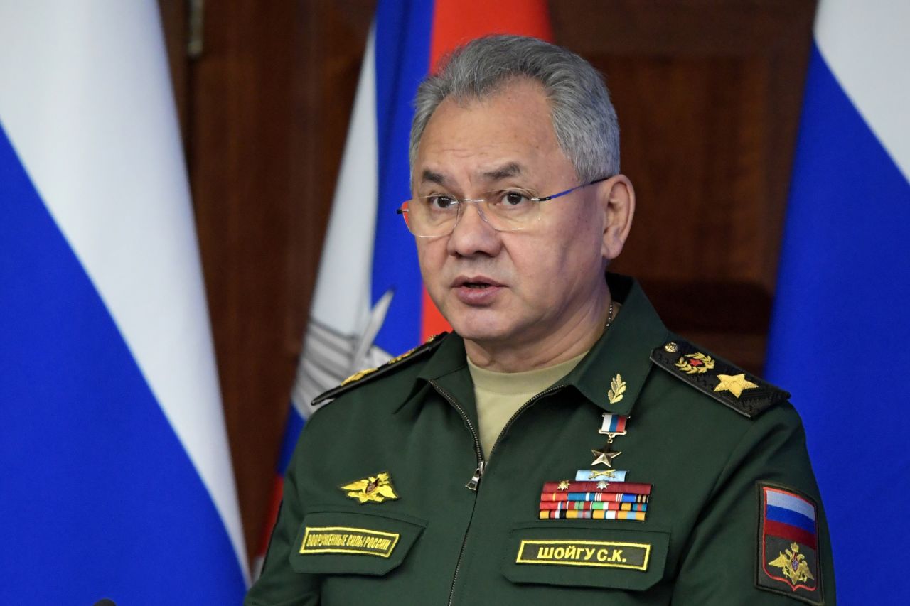 Russian Defence Minister Sergei Shoigu delivers a speech during an expanded meeting of the Defence Ministry Board in Moscow, Russia, on December 21.