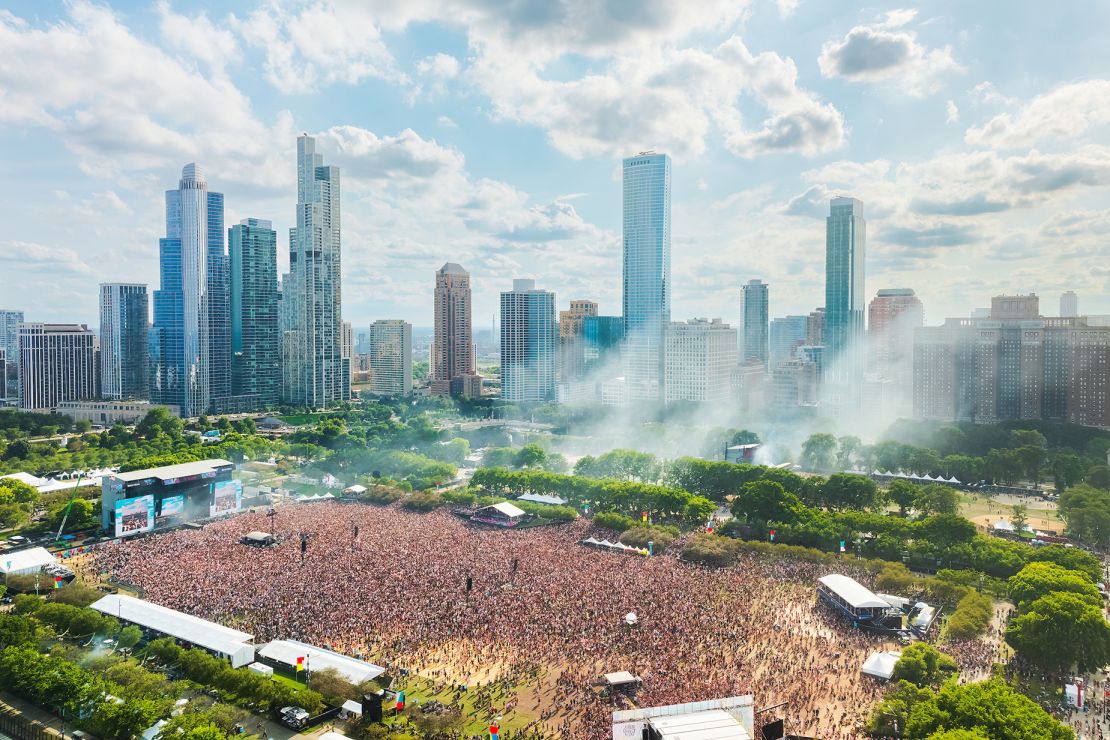 Chappell Roan performing in Chicago at Lollapalooza.