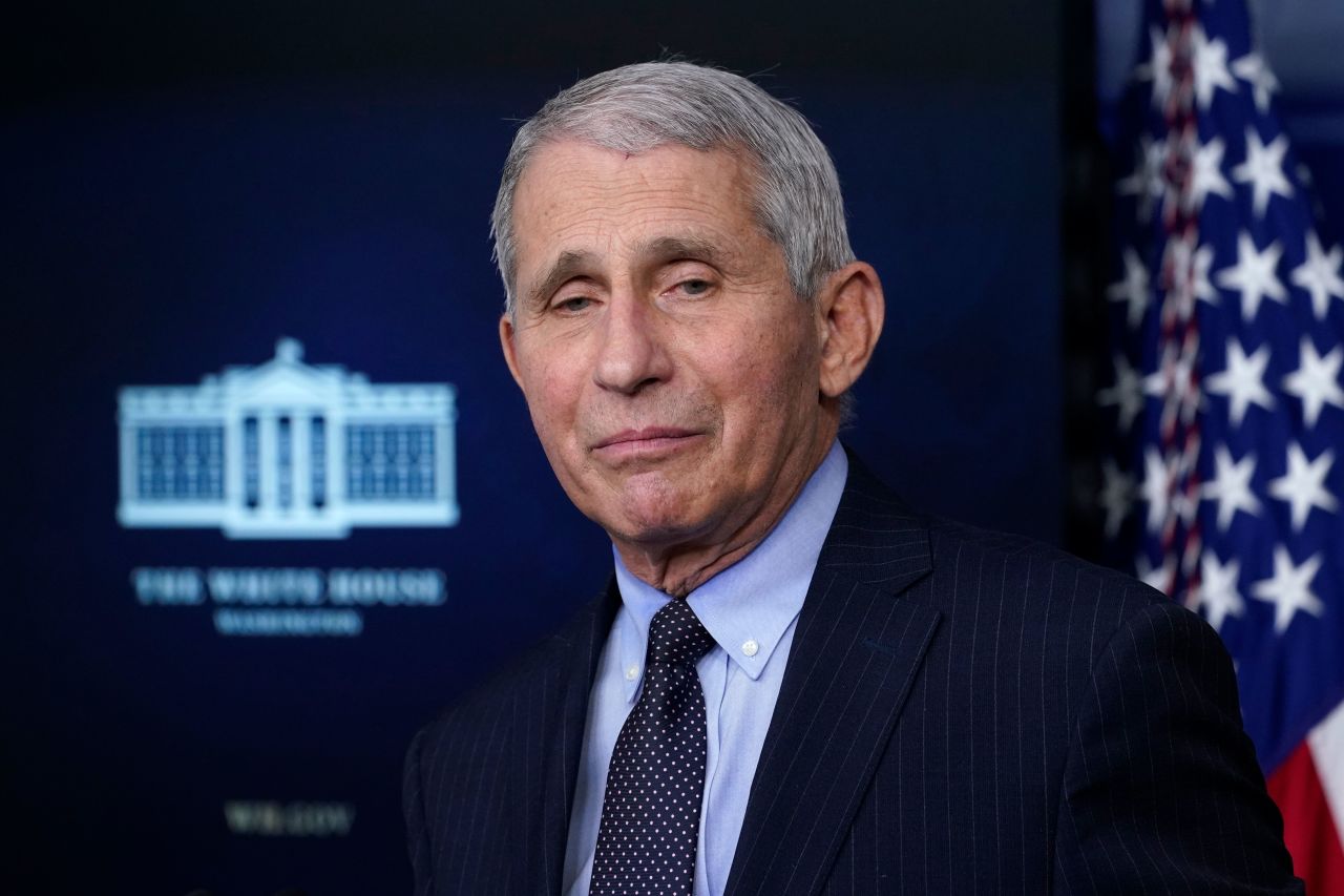 Dr. Anthony Fauci, director of the National Institute of Allergy and Infectious Diseases, speaks with reporters during a briefing at the White House on January 21.