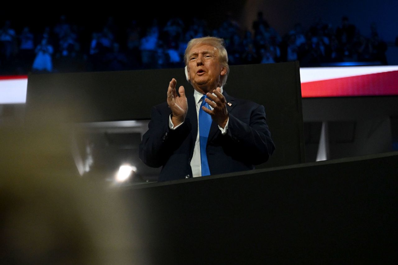 Republican presidential nominee and former US President Donald Trump arrives to attend the second day of the Republican National Convention in Milwaukee on Tuesday, Jully 16.