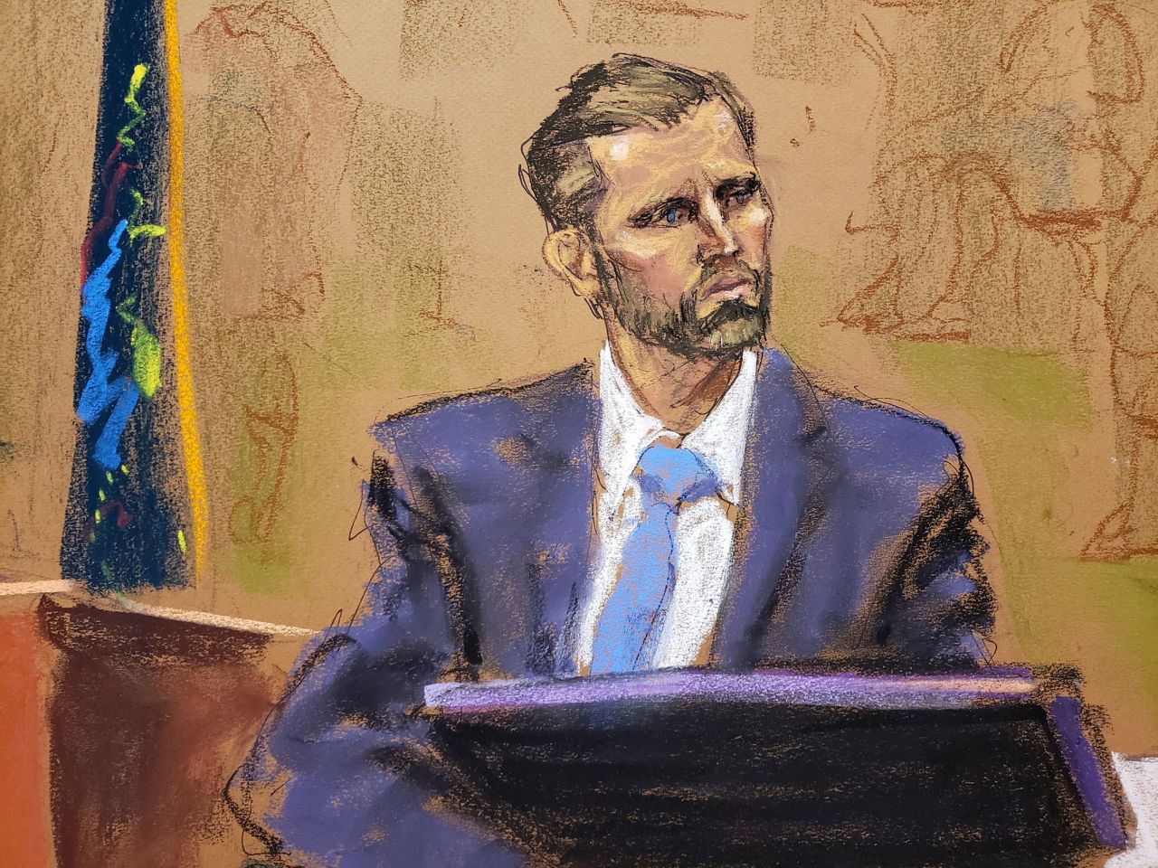 Former President Donald Trump's son and co-defendant, Eric Trump, testifies on November 2. 