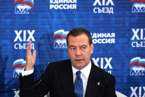 Dmitry Medvedev during the United Russia Party Congress in Moscow on November 23, 2019. 