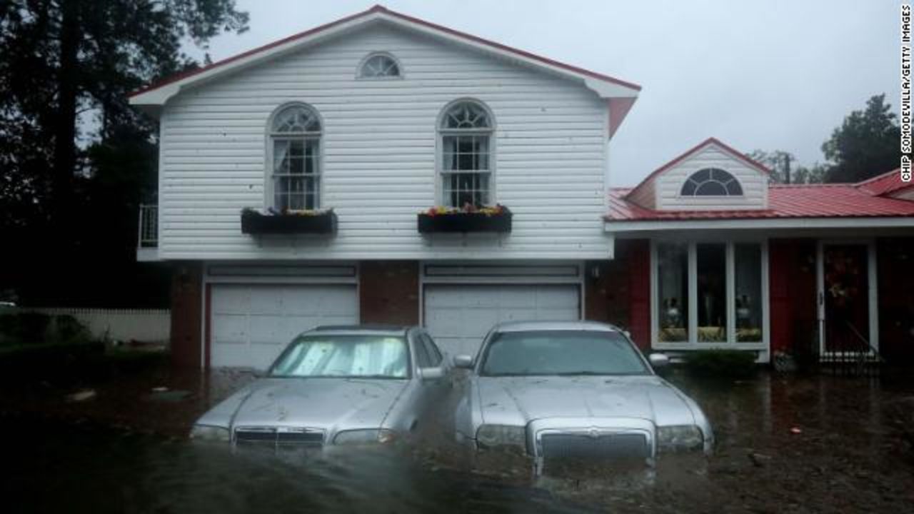 Some homes are partially submerged after a storm surge from Florence flooded the Neuse River on Friday in New Bern, North Carolina.