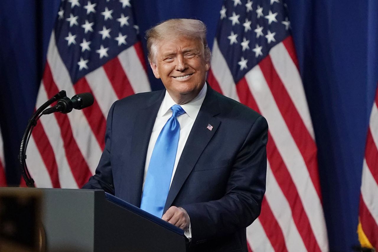 President Donald Trump speaks on the first day of the Republican National Convention at the Charlotte Convention Center on August 24.