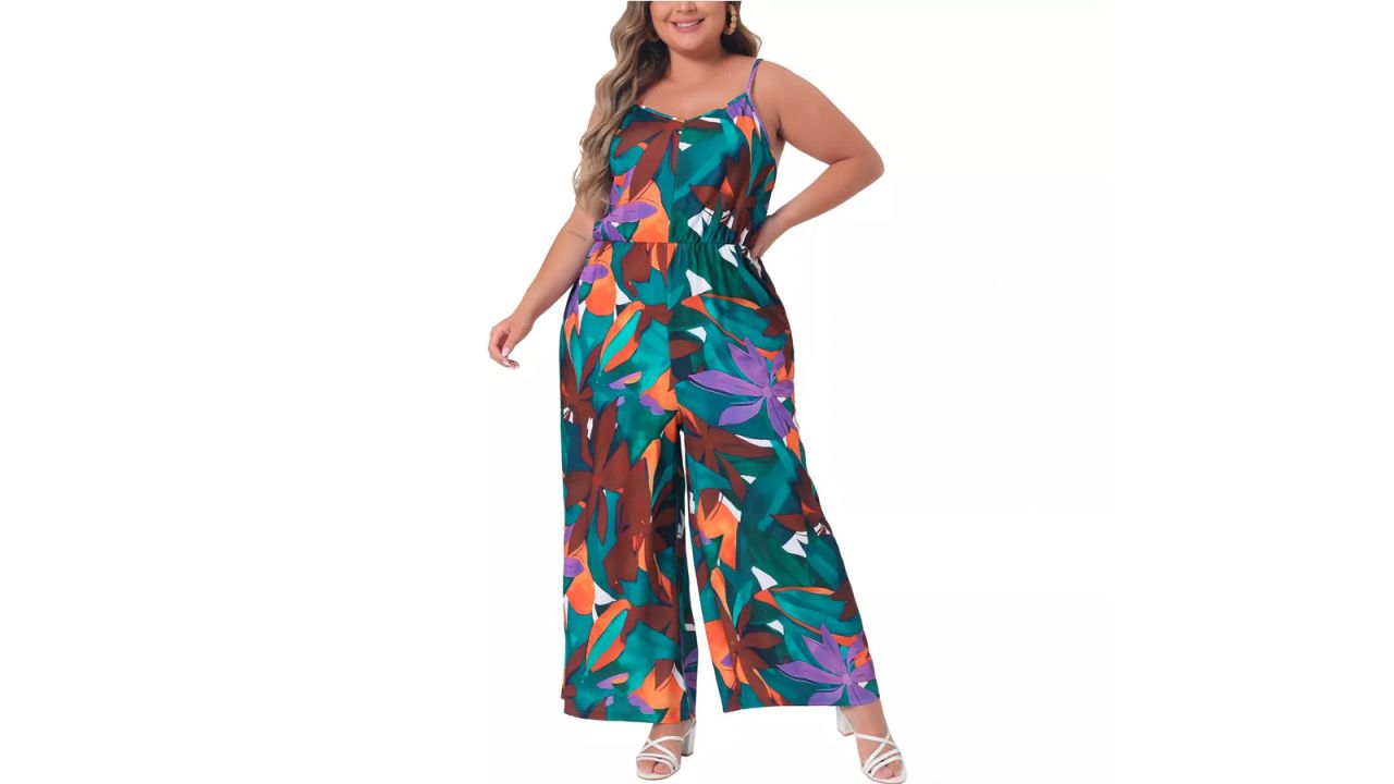 Agnes Orinda Women's Plus Size Floral V Neck Sleeveless Adjustable Spaghetti Strap Boho Wide Leg Jumpsuits .jpg