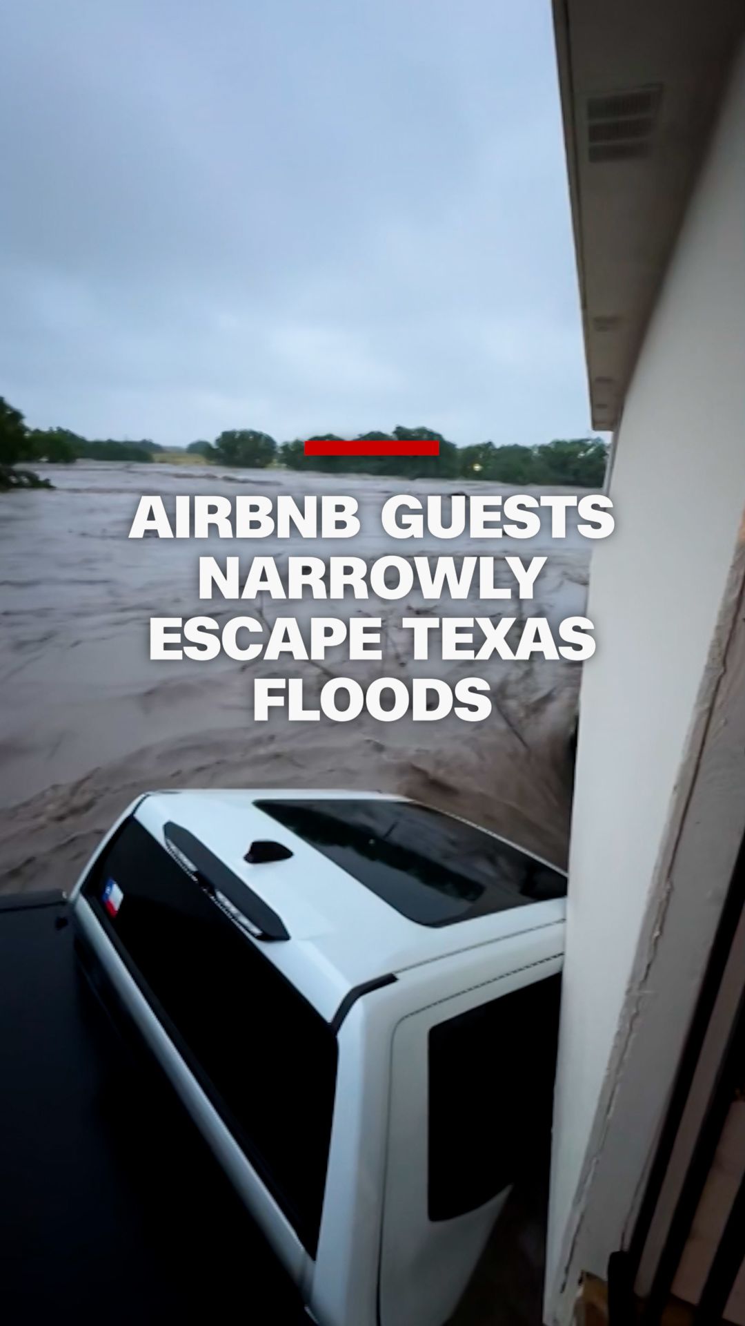 Ricky Gonzalez and a dozen friends were staying at an Airbnb when one of them were awoken by their dog pawing at the door. When they opened the curtain, one of their vehicles was already being swept away.
