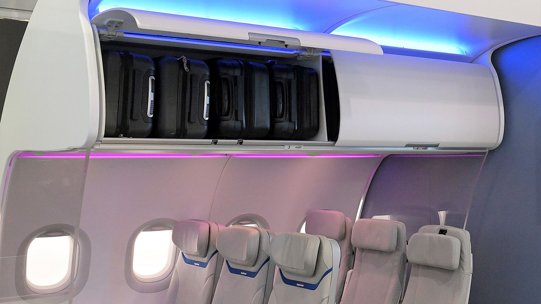 The new “Airspace L Bins,” produced by Elbe Flugzeugwerke GmbH, a subsidiary of ST Engineering and Airbus, promise to create 60% more cabin luggage space.