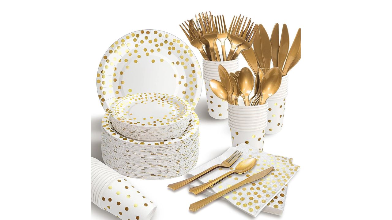 Aire White and Gold Disposable Party Dinnerware cnnu.jpg