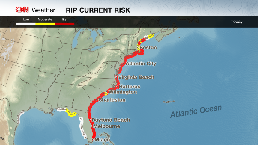 Rip current risks on Thursday.