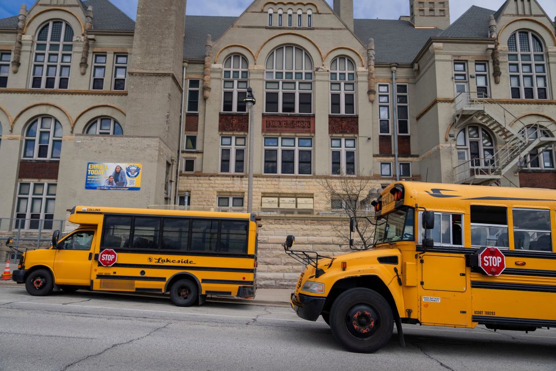 The Golda Meir School, where a student was found to have an elevated blood lead level linked to peeling paint, in Milwaukee, Wisconsin.