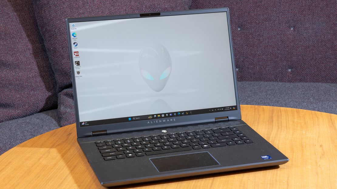 Alienware m16 R2 with white Alienware desktop background.