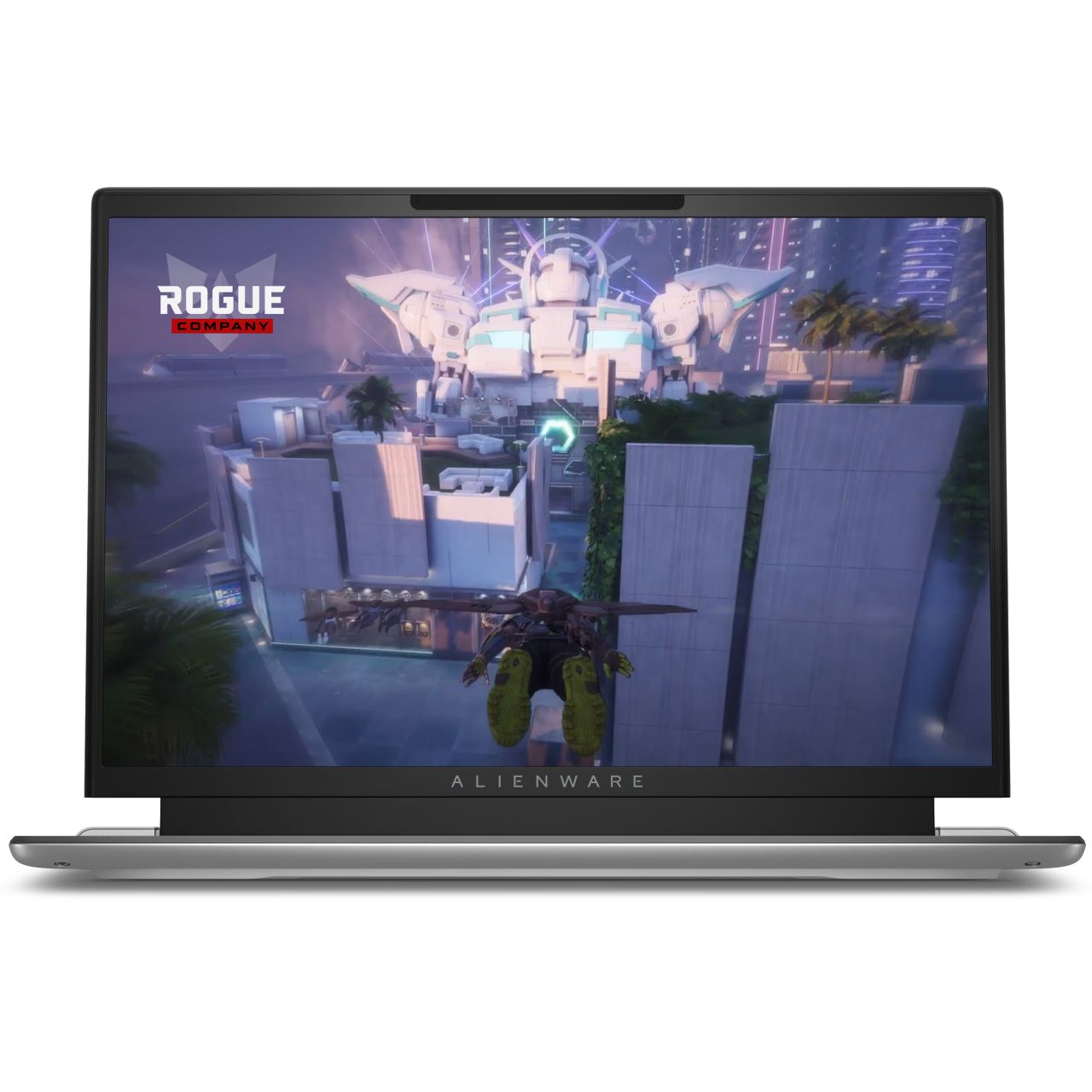 The Alienware x14 R2 laptop with a Rogue Company image on screen