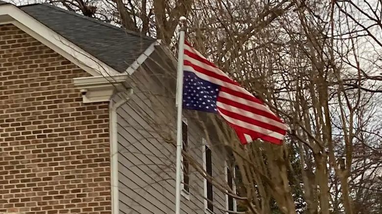 A photo obtained by The New York Times shows an inverted flag at the Alito residence on Jan. 17, 2021, three days before the Biden inauguration.