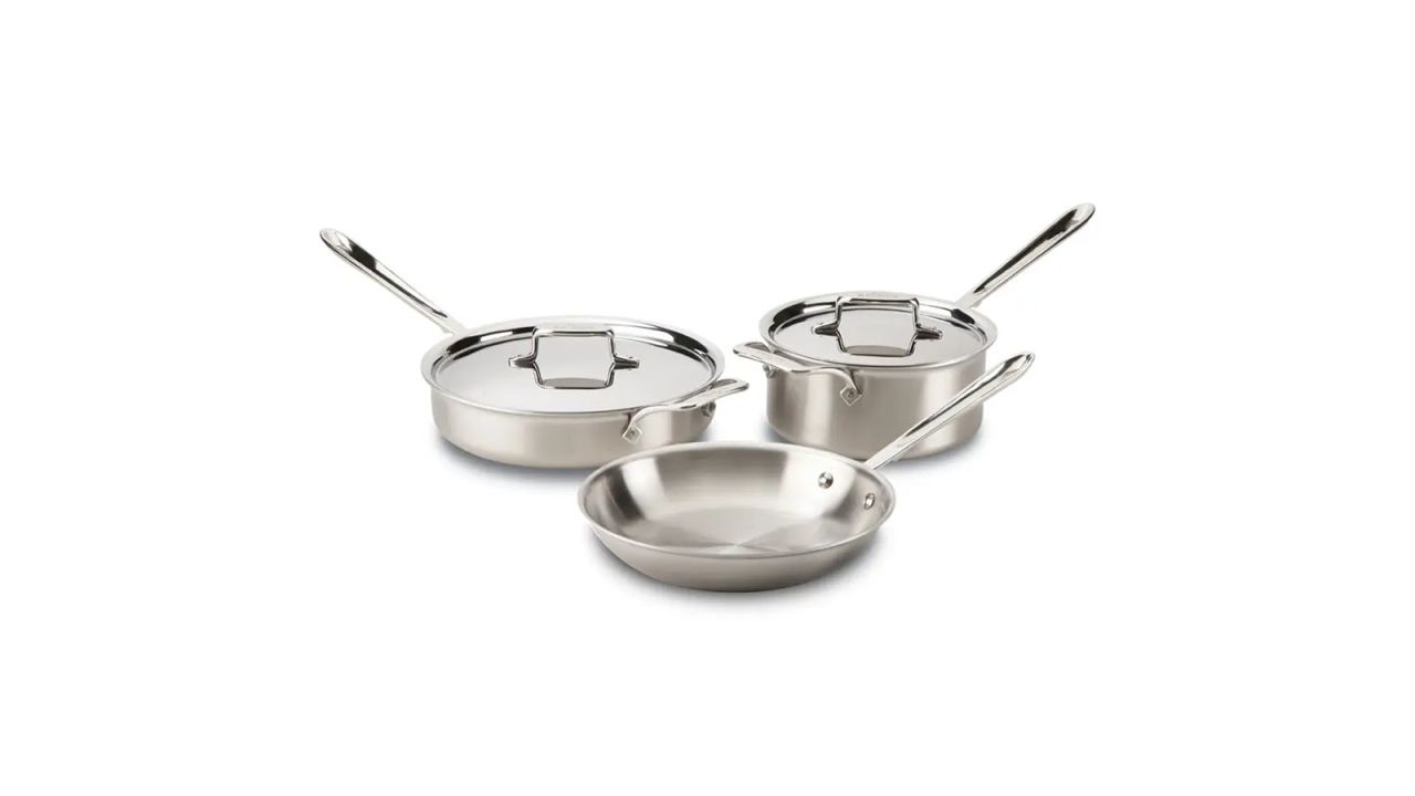 Three pans from a cookware set.