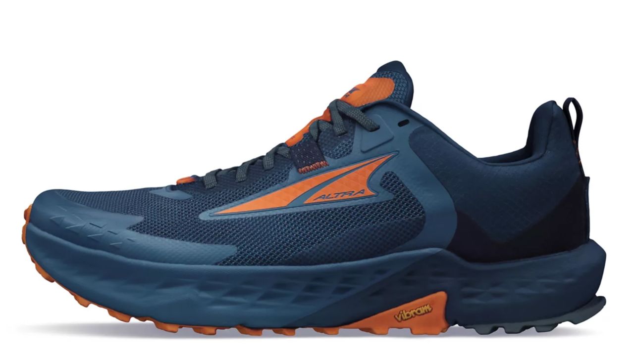 Altra Timp 5 Trail Running Shoes in blue and orange