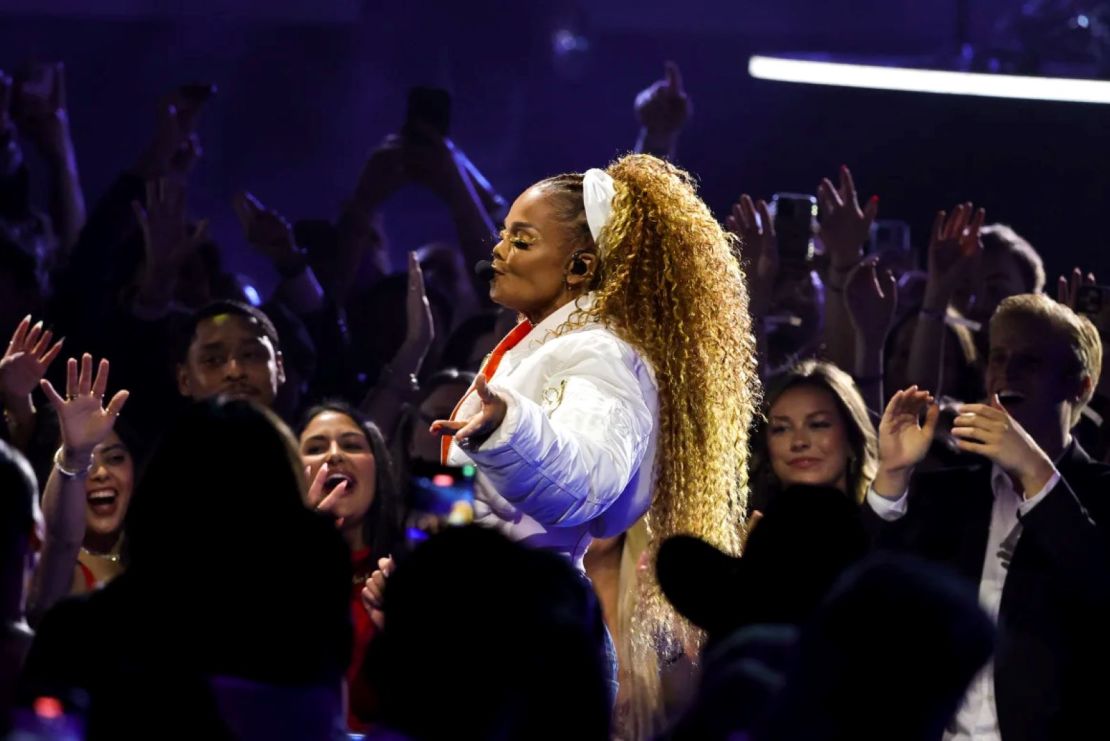 Janet Jackson performing at the 2025 American Music Awards in Las Vegas.