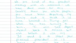 El 21 de mayo, un oficial de inteligencia de campo del ICE recibió una carta escrita a mano que supuestamente amenazaba al presidente Donald Trump.