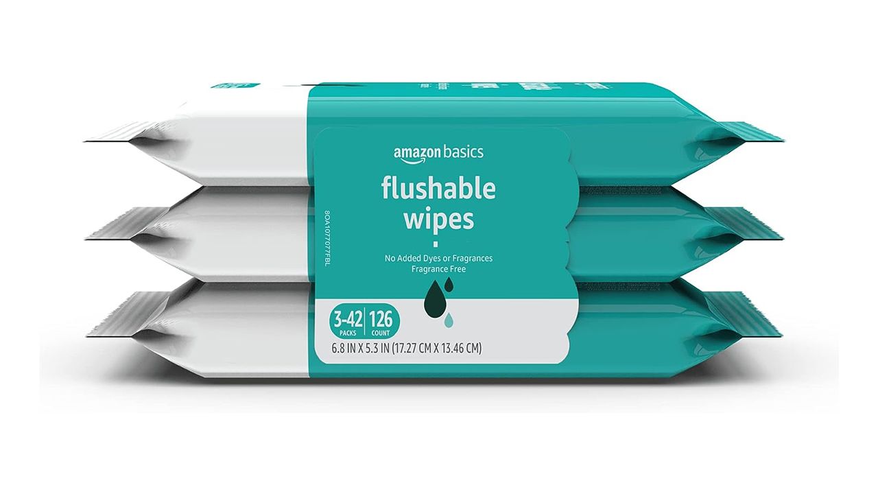 A photo of Amazon Basics Flushable Wipes