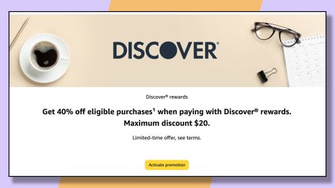 Get up to 40% off at Amazon with your Discover credit card, save up to $20.