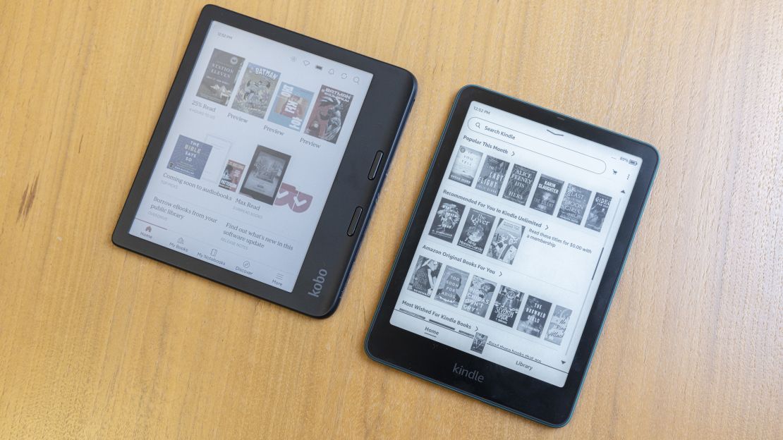 (R, L) Amazon Kindle Paperwhite and Kobo Libra Colour