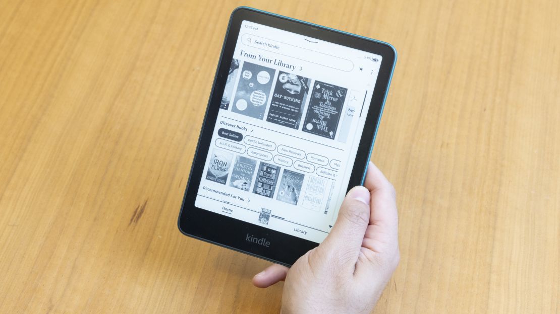 The Amazon Kindle Paperwhite open to the home screen