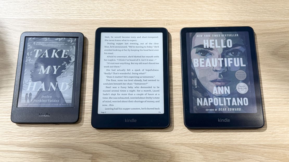 (L to R) the Amazon Kindle, Kindle Paperwhite and Kindle Colorsoft