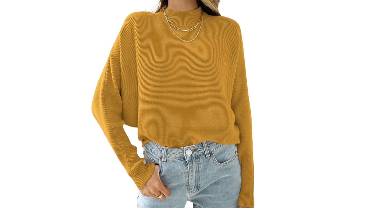 Amazon Zesica Turtleneck Batwing Ribbed Knit Jumper.jpg