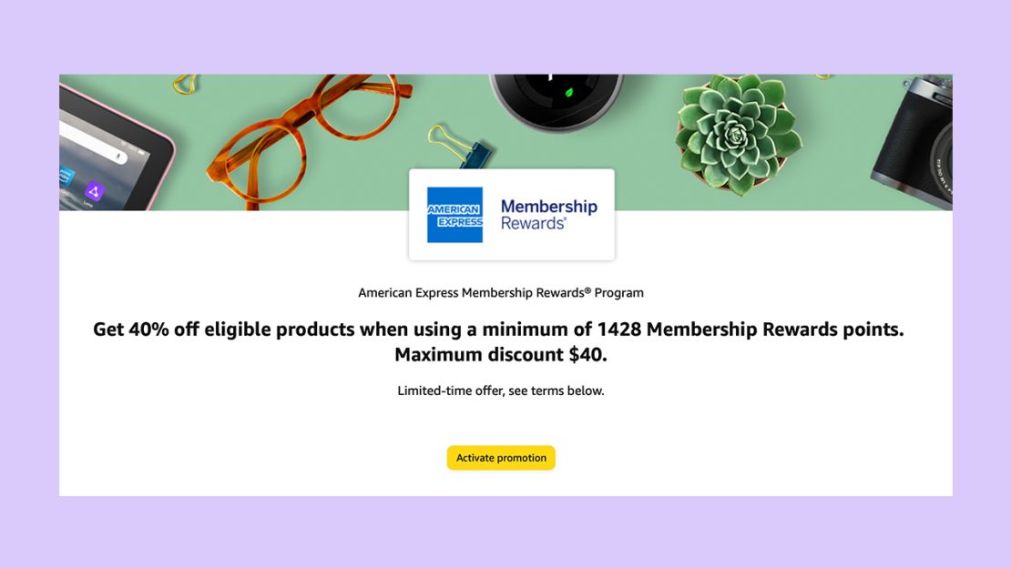 A screenshot of an Amazon promotion for American Express card holders