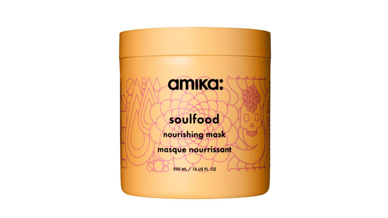 amika Soulfood Nourishing Hair Mask in orange tub 