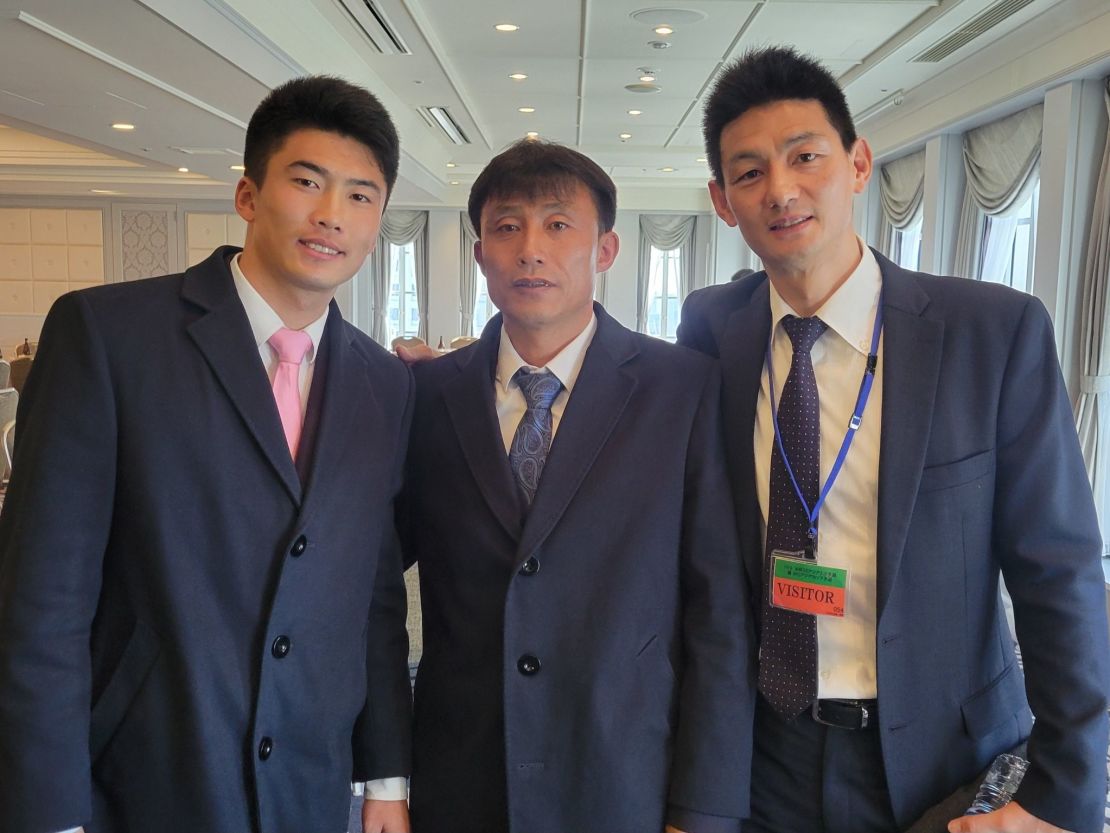 An (right), Sin Yong Nam (middle) and Han (left) in Tokyo in March 2024.