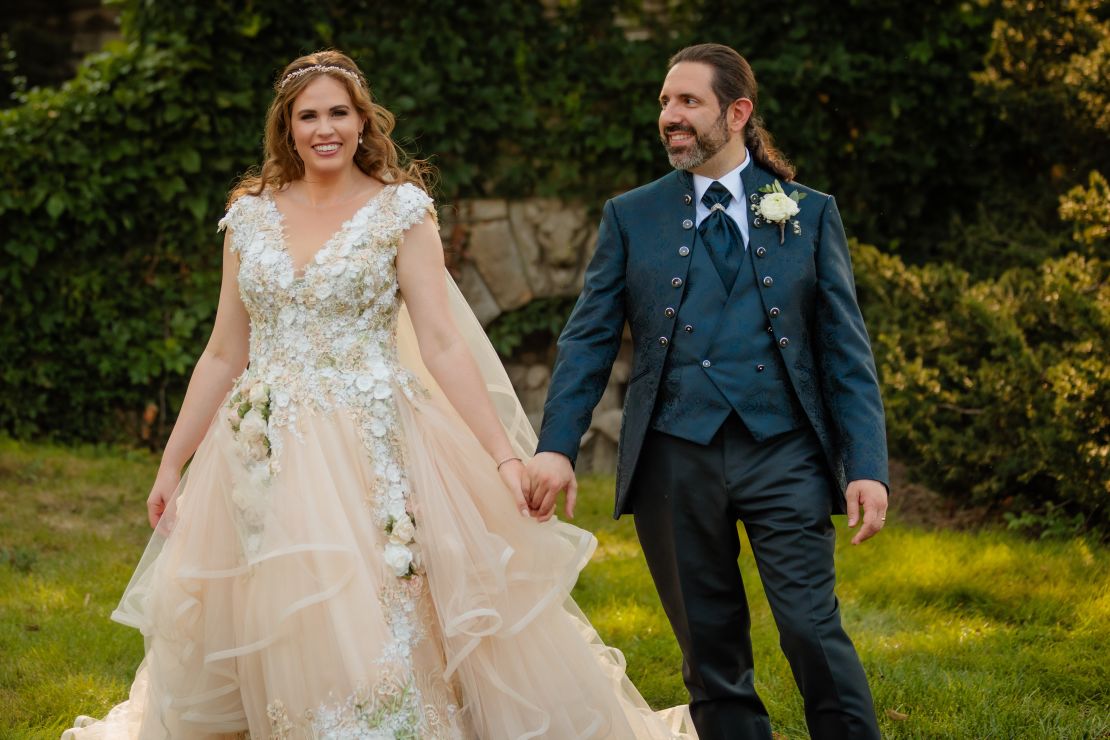 (From left) Sarah Horn and her husband Raffaele Cipriano at their wedding in July.