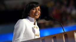 Maryland Democratic Senate candidate Angela Alsobrooks speaks on stage during the second day of the Democratic National Convention at the United Center on August 20 in Chicago.