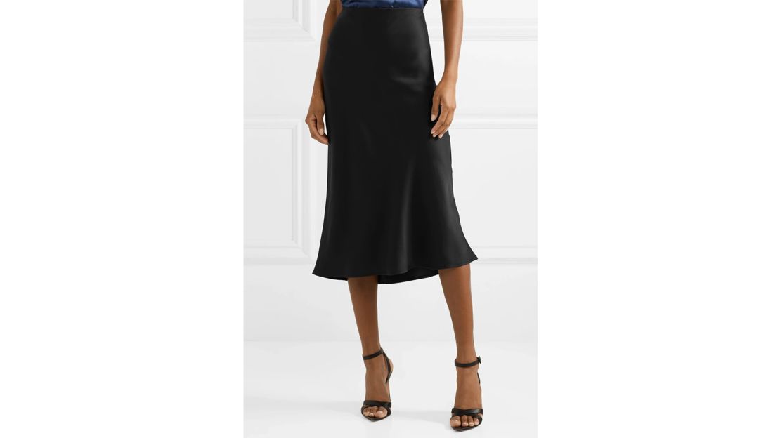 Anine Bing Bar Silk-Satin Midi Skirt