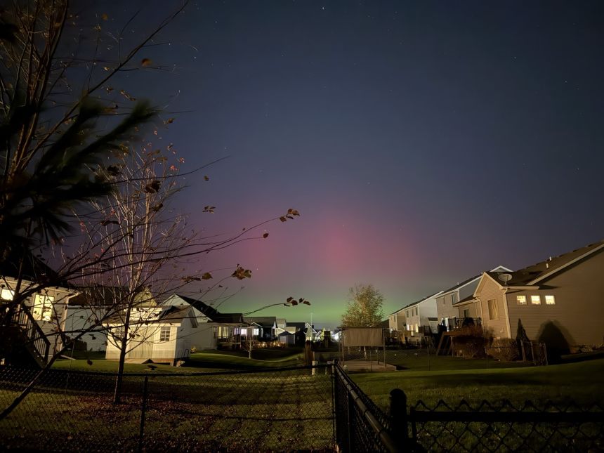 The Northern Lights seen in Ankeny, Iowa on Tuesday night.