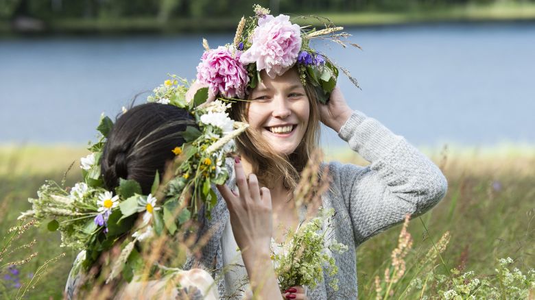 Wearing a wreath of flowers is part of the Swedish tradition around Midsummer. Except for a few protected species, most wild flowers can be picked as part of Sweden's right of public access. 