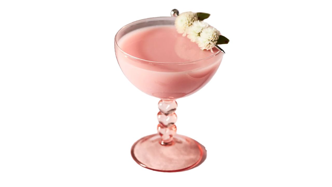 A pink coupe glass.