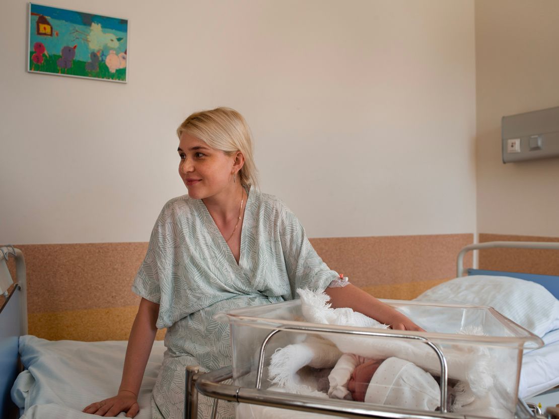 Anya with baby Vavara — seen here at 10 hours old — at the Inflancka No6 Women’s Hospital in Warsaw on May 16, 2022.