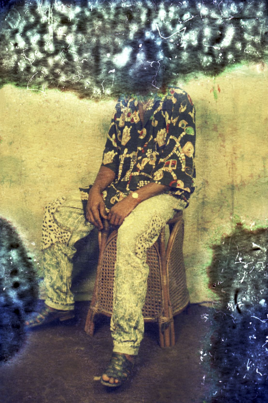 A damaged photo which was displayed at the MoMA as part of the "Archive of Becoming" project in 2023.