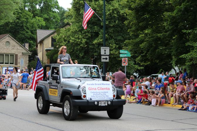 Pro pickleball player and undecided voter, Gina Cilento, served as parade marshal of Cedarburg's annual Fourth of July Parade.