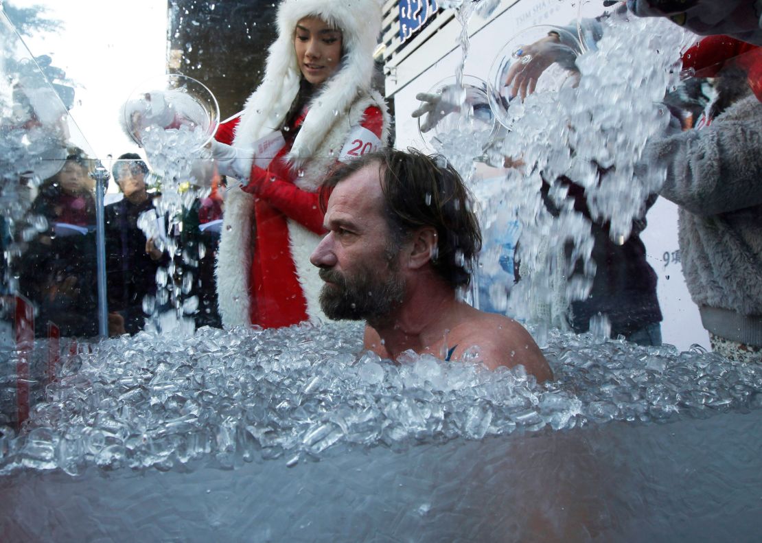 Wim Hof has broken his own record of sitting in ice water for hours at a time.