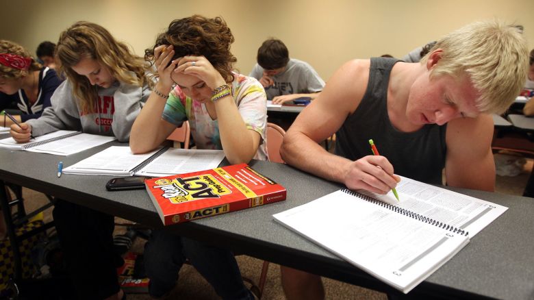 Students at Highlands High School, work on a practice test at the ACT Boot Camp in Newport, Ky.
