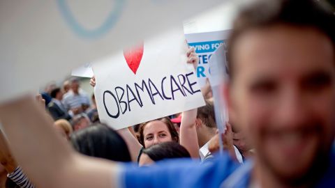 In this 2012 photo, supporters of President Barack Obama's health care law celebrate outside the Supreme Court in Washington, DC.