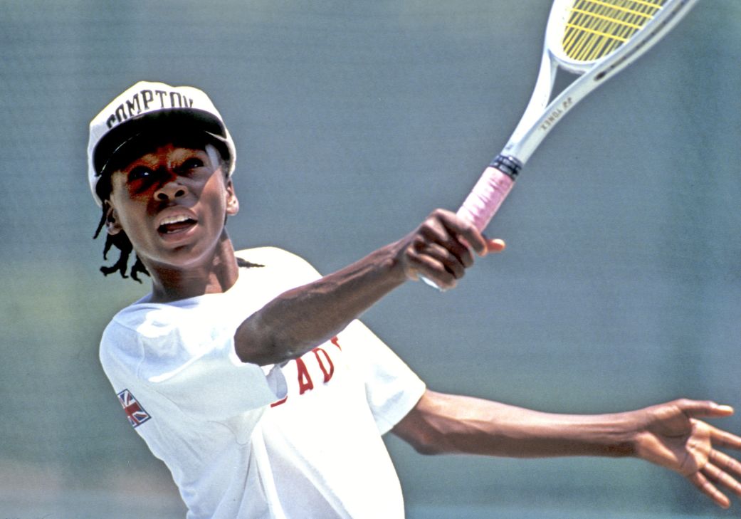 Venus Williams practices after moving to Florida from California in April 1992.
