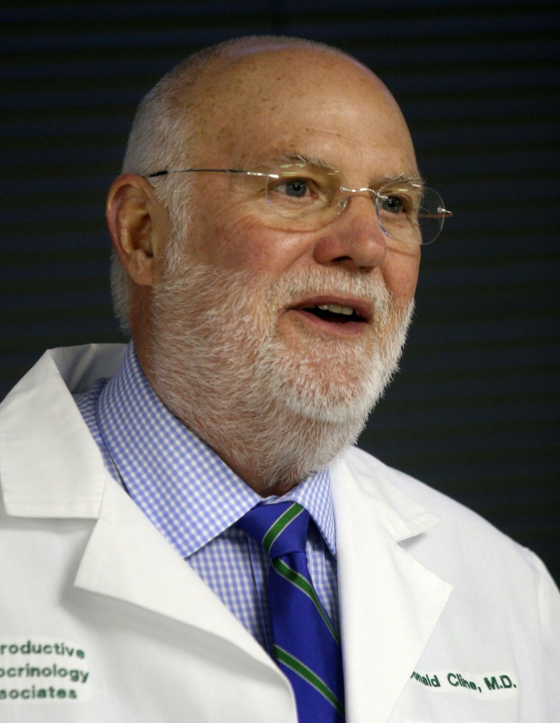 In this March 29, 2007 file photo, Dr. Donald Cline, a reproductive endocrinologist and fertility specialist, speaks at a news conference in Indianapolis.