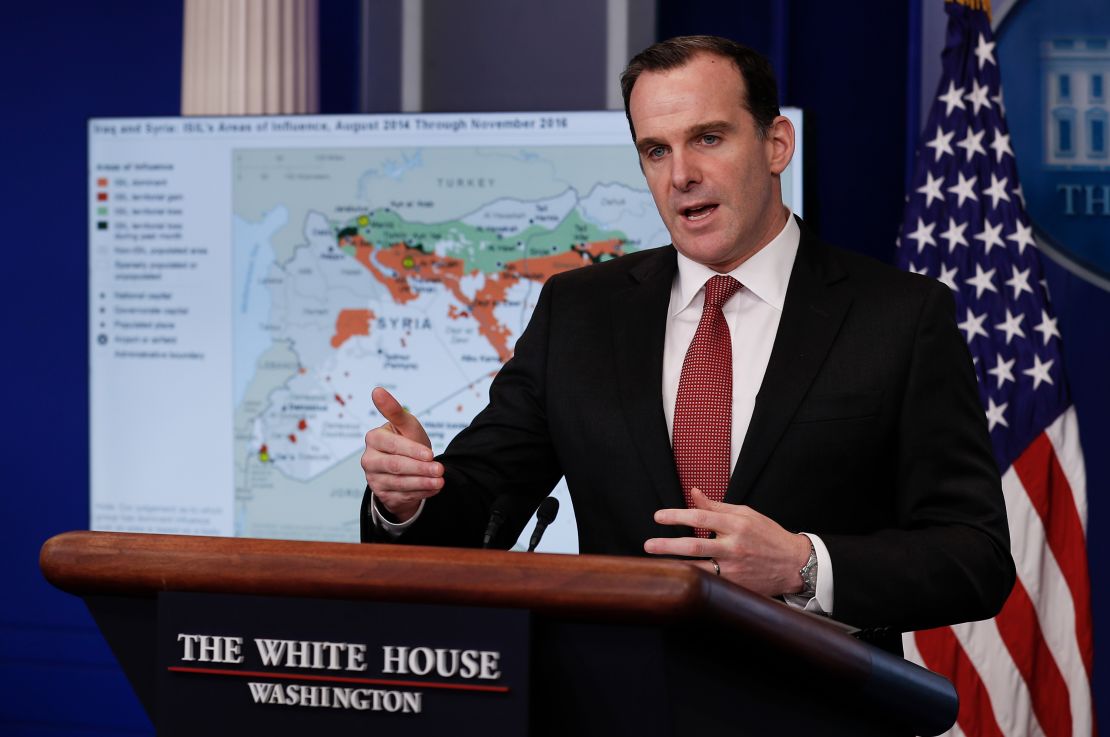Brett McGurk speaks about the conflict in Syria during the daily news briefing at the White House in Washington, DC, on December 13, 2016.